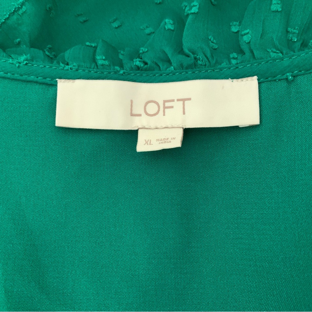 LOFT Green Ruffle Blouse - Picture 14 of 14